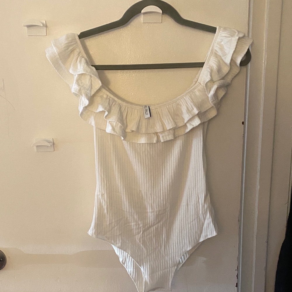 Rachel Pally Cream Ruffled Bodysuit
